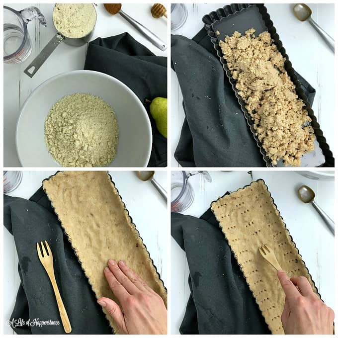 A collage showing how to make the crust. 