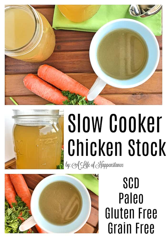 This slow cooker stock recipe can use either chicken or turkey for a flavorful broth using the convenience of a slow cooker! Drink this homemade stock on it's own or use as a base for a variety of soups and stews! 