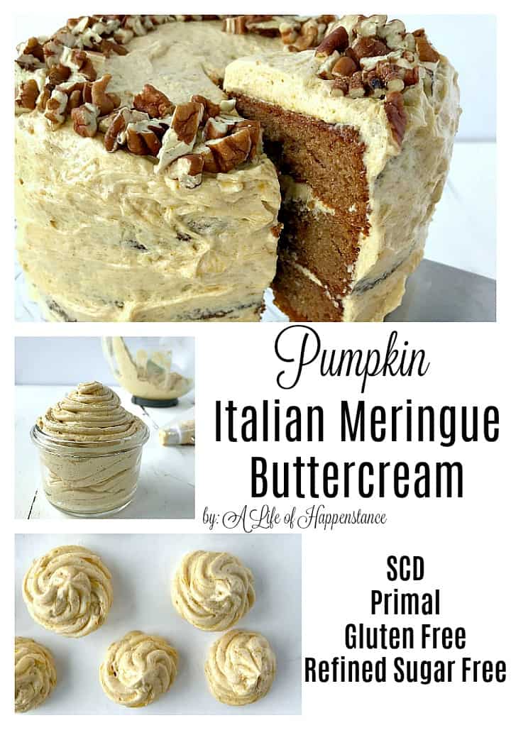 This Pumpkin Buttercream is a more advanced recipe, but the reward is a silky and buttery frosting that's perfect on a wide range of baked goods! The buttercream has an Italian meringue base, a light sweetness, and the subtle flavor of pumpkin! This pumpkin frosting is SCD, gluten free, grain free, low lactose, and refined sugar free. 